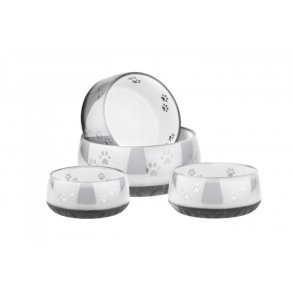 Hundeskl i melamin gr med poter 1 L